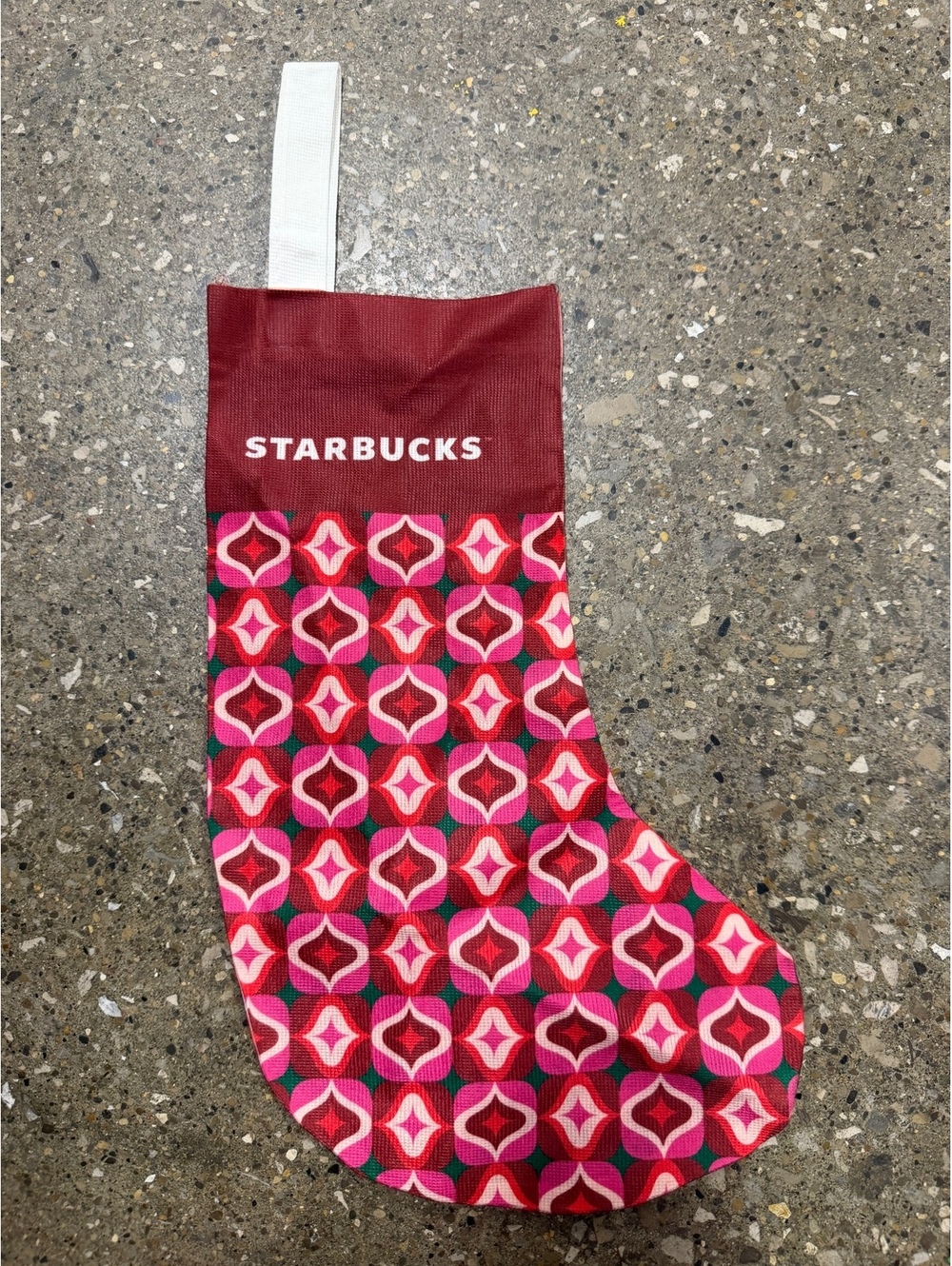 Starbucks 2024 Holiday Christmas Stocking Pink‎ Red Geometric Limited Edition